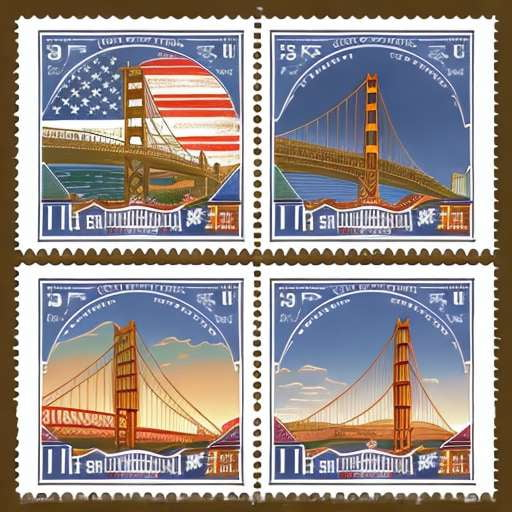 Vintage US Postal Stamps for Midjourney Creations