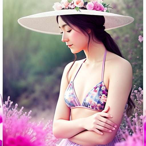 Customizable Peachy Floral Bikini Midjourney Prompt - Create Your Dre