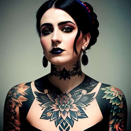 Customizable Gothic Lady Tattoo Prompt - Midjourney Image