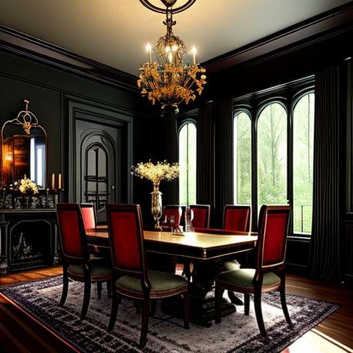 Gothic Dining Room Midjourney Prompt - Customizable Dark Fantasy Décor