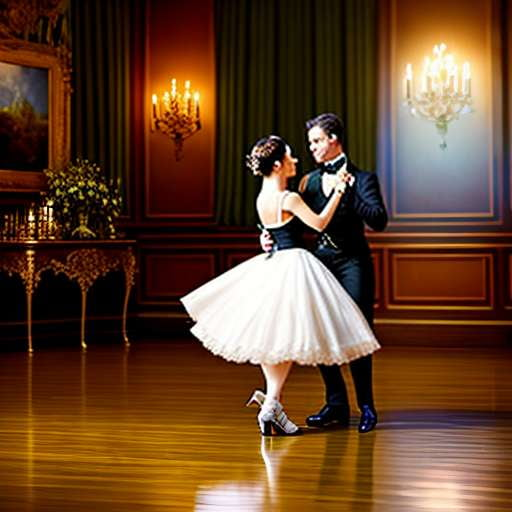 Waltz Dancing Midjourney Prompt - Customizable Ballroom Dance Art - Socialdraft