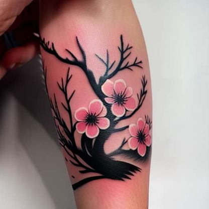 Cherry Blossom Branch Tattoo Midjourney Generator - Socialdraft