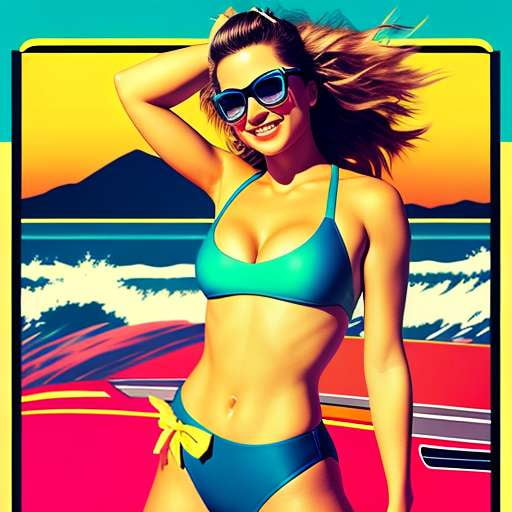 Surf's Up Swimsuit Midjourney Creation - Customizable Text-to-Image Prompt