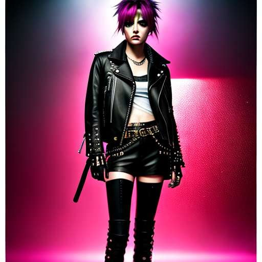 Premium Photo  Gothic Punk Outfit With Chains And Spikes Generative AI