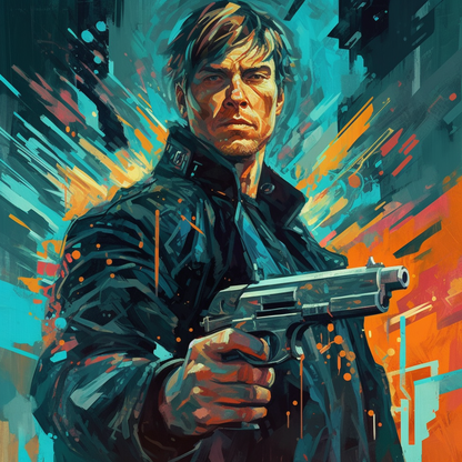 Blade Runner Gun Portrait Midjourney Prompt