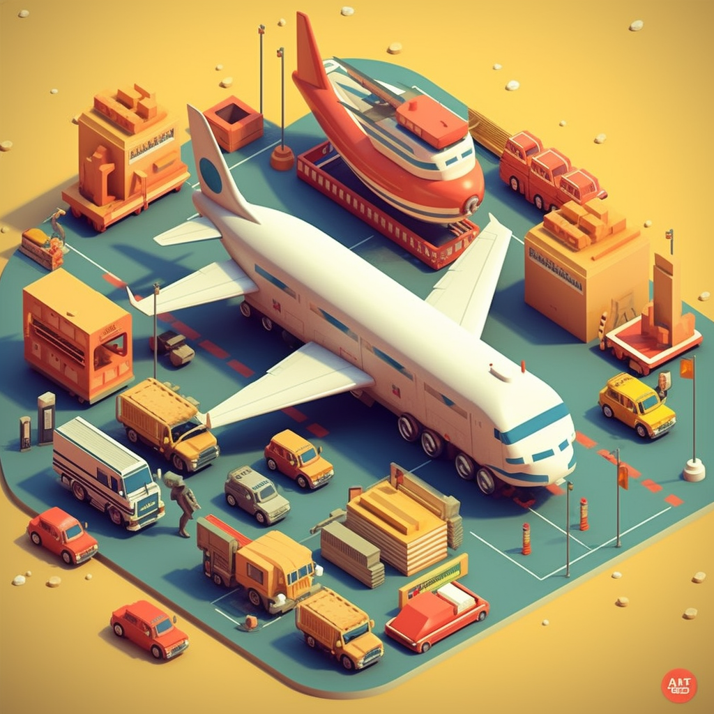 Stylized Isometric Transportation Illustrations