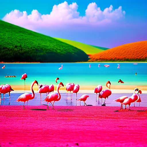 "Flamboyant Flock" Midjourney Prompt - Customizable Flamingo Art - Socialdraft