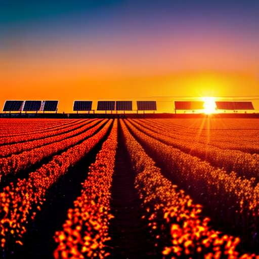 Solar Harvest Midjourney Prompt: Sunset at the Solar Farm - Socialdraft
