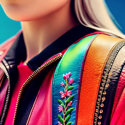 Feminine Embroidered Leather Jacket Midjourney Prompt - Customizable Fashion Art - Socialdraft