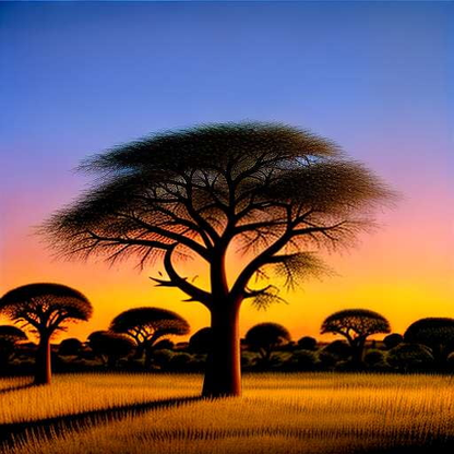 Baobab Tree Sunset Midjourney Prompt: Customizable African Landscape Art - Socialdraft