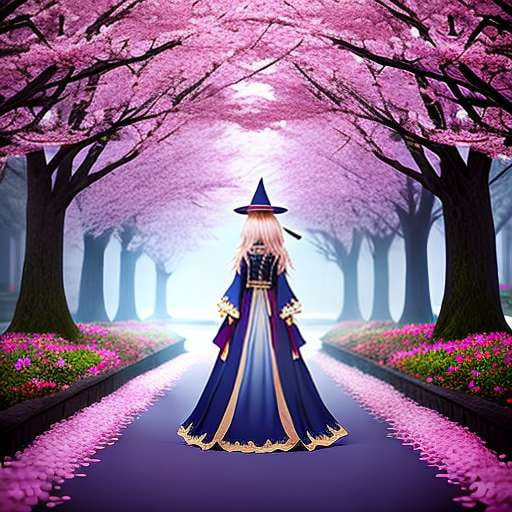 Anime Witch in Cherry Blossom Midjourney Prompt - Socialdraft