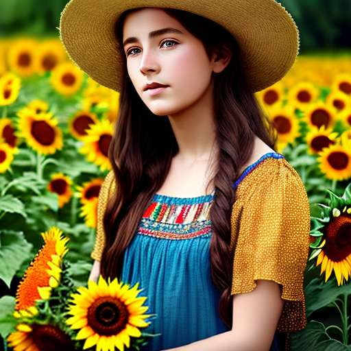 "Boho Sunflower" Midjourney Prompt - Create Your Own Custom Bohemian Art Piece - Socialdraft