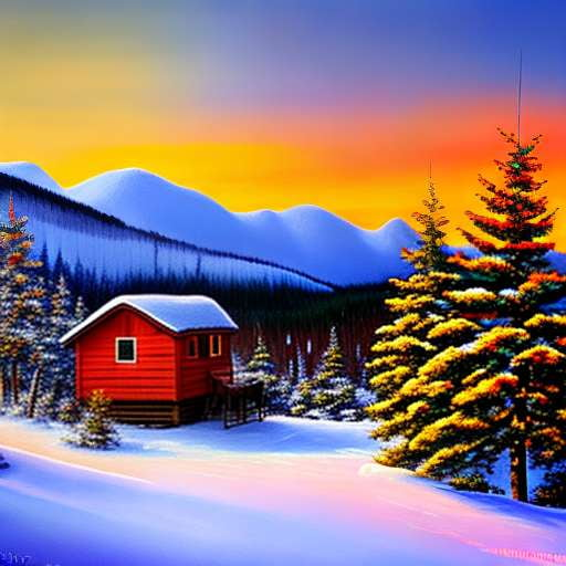 Snowy Sunset Midjourney Prompt - Customizable Winter Landscape Art - Socialdraft