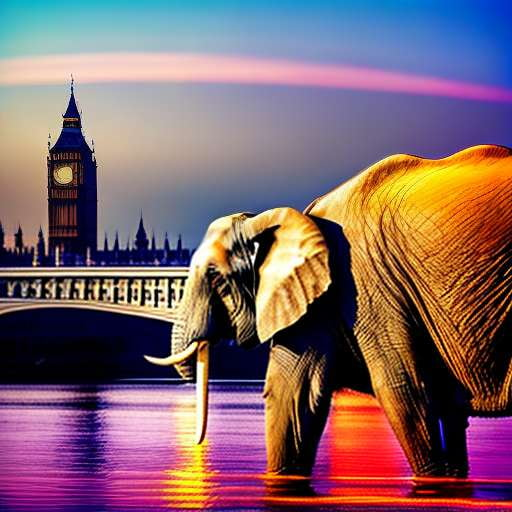 Elephant and London Bridge Midjourney Image Prompt - Socialdraft