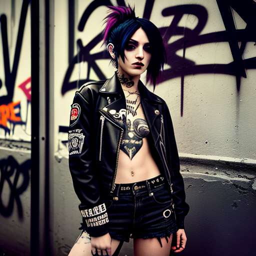 Punk Rock Inked Girl Midjourney Prompt - Customizable Tattoo Art - Socialdraft