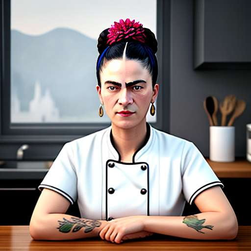 Subject profession and cooking pastry. young Caucasian woman with tattoo of  pastry chef in kitchen of restaurant preparing round chocolate candies  handmade truffle in black gloves and uniform. — Photo