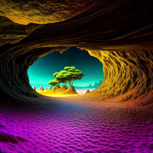 Alien Oasis Cave Midjourney Prompt - Create Your Own Extraterrestrial Landscape - Socialdraft