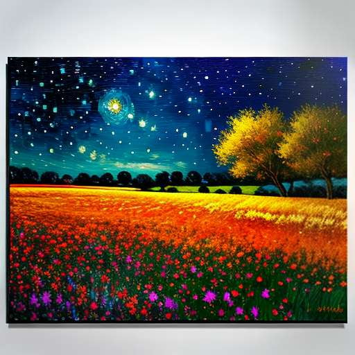 Starry Night Blossom Field Midjourney Prompt - Create Your Own Masterpiece - Socialdraft