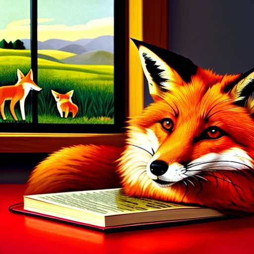 Clever Fox with Book Midjourney Prompt - Socialdraft