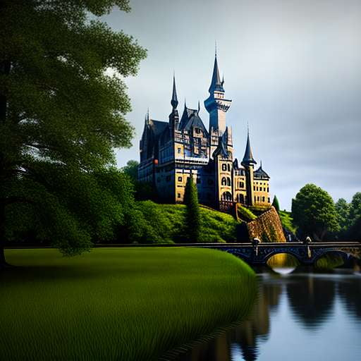Castle by the River Midjourney Prompt - Create Your Own Majestic Fortress - Socialdraft