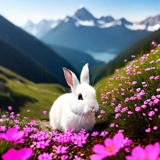 Alpine Wildflower Bunny Midjourney Prompt - Customizable Text-to-Image Art Creation - Socialdraft