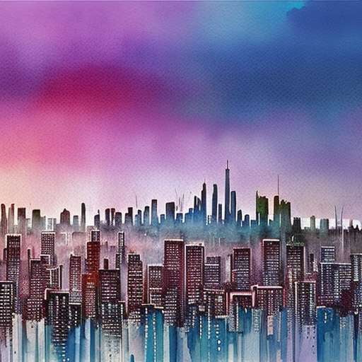 Midjourney Urban Watercolor City Skylines Prompt - Socialdraft