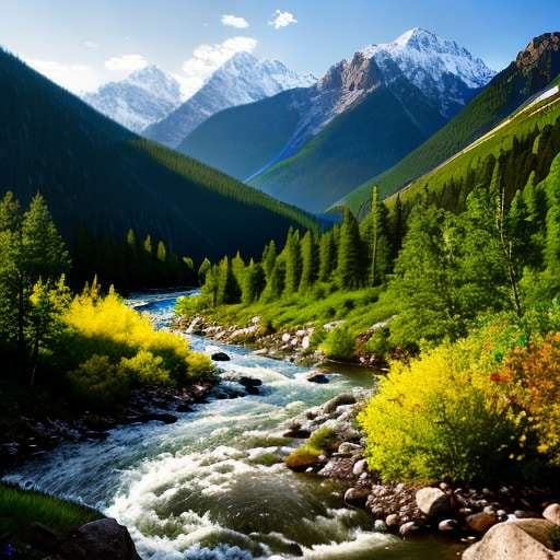 Mountain River Midjourney Prompt: Create Scenic Landscapes - Socialdraft