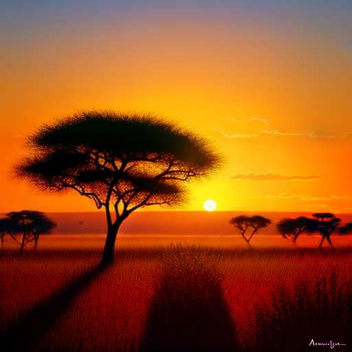 African Sunrise Midjourney Image Prompt - Customizable African Sunset Art - Socialdraft