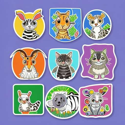 Midjourney Cute Animal Stickers in Various Poses - Socialdraft