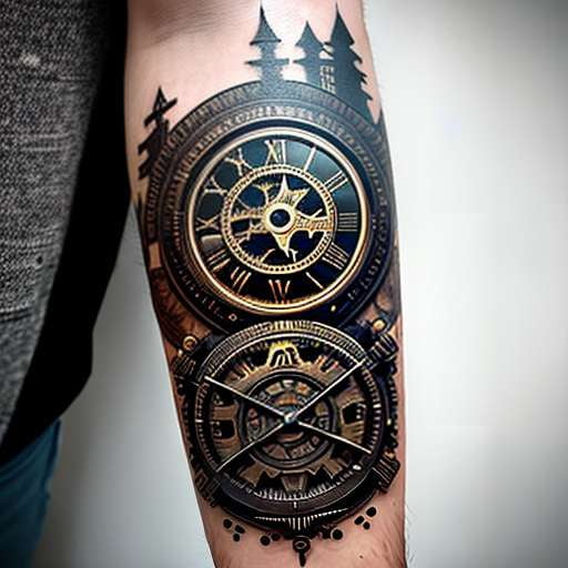 Black and Grey Vintage Clock Tattoo Design – Tattoos Wizard Designs