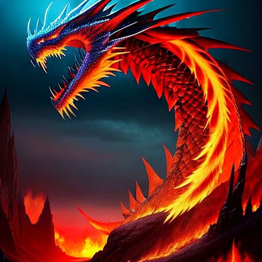 Ice Dragon Midjourney Prompt with Fiery Eyes - Customizable Text-to-Image Creation - Socialdraft