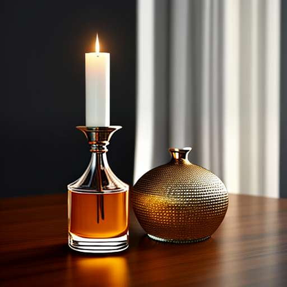 Elegant Candle and Perfume Bottle Still Life Midjourney Prompt - Socialdraft