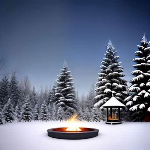 Snowy Fire Pit Scene Midjourney Prompt - Customizable Winter Art Prompt - Socialdraft
