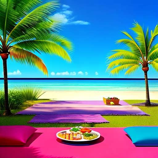 Palm Tree Picnic - Midjourney Text to Image Prompt - Socialdraft