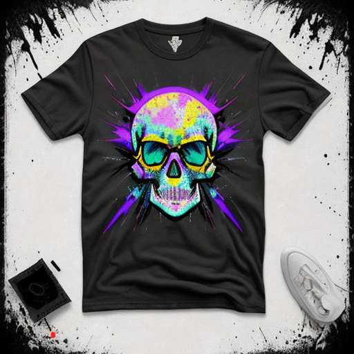 Splat Skulls Customizable T-shirt Designs with Midjourney Prompts - Socialdraft