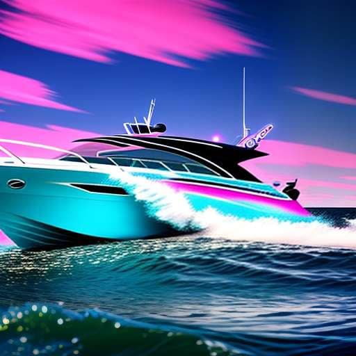 Neon Motorboat Cartoon Prompt for Midjourney Art Generation - Socialdraft