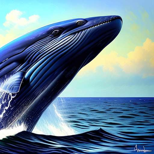 Blue Whale Watching Portrait Midjourney Prompt - Recreate Stunning Underwater Scenes with Ease! - Socialdraft