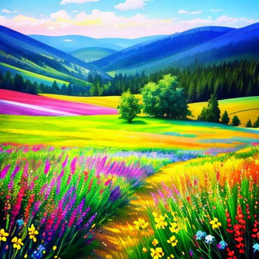 Colorful Meadow Midjourney Prompt - Customizable Text-to-Image Creation - Socialdraft