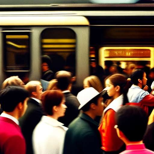 Midjourney Commuter Chaos: Train Station Rush Hour Prompt - Socialdraft