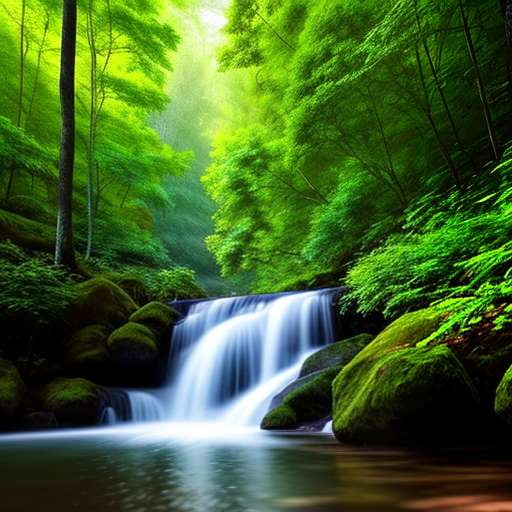 Forest Waterfall Midjourney Creator - Customizable Text-to-Image Art Prompt - Socialdraft