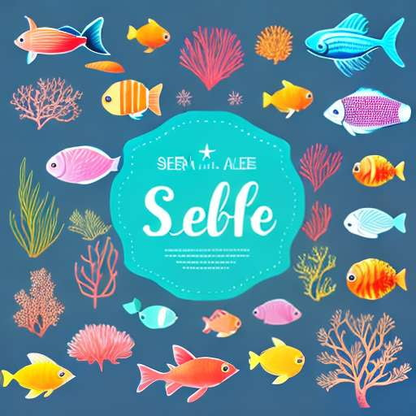 Sea Life Sticker Set - Customizable Midjourney Illustration Prompt - Socialdraft