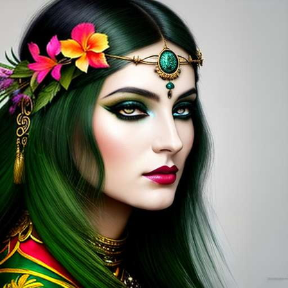 Jungle Goddess Midjourney Portrait Prompt - Customizably Glamorous Female Image Generation - Socialdraft