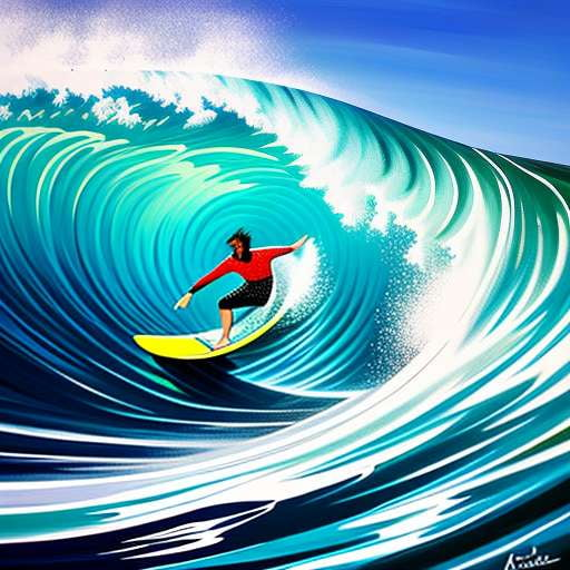 Midjourney Surfer on the Waves - Customizable Text-to-Image Prompts - Socialdraft