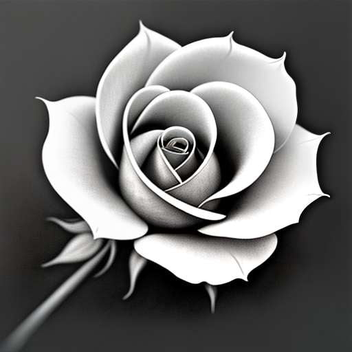 Download Artistic Black and White Rose Tattoo PNG Online - Creative Fabrica