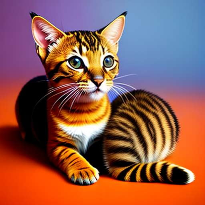 Toyger Kitten Hugging Midjourney Prompt - Adorable Customizable Pet Art - Socialdraft