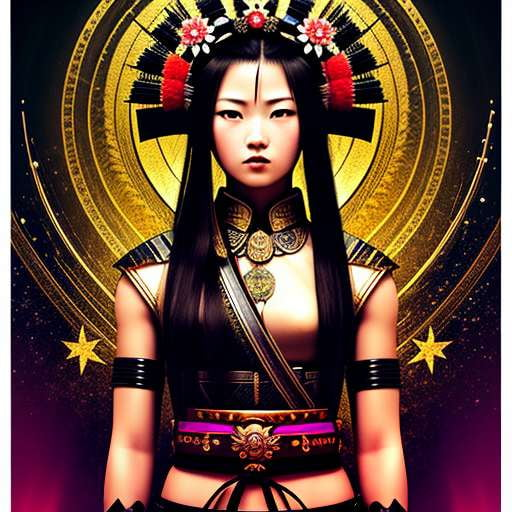 Samurai Girl with Stars Midjourney Prompt - Customizable Text-to-Image Model - Socialdraft