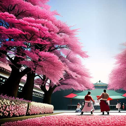 Cherry Blossom Sumo Wrestlers Midjourney Prompt - Socialdraft