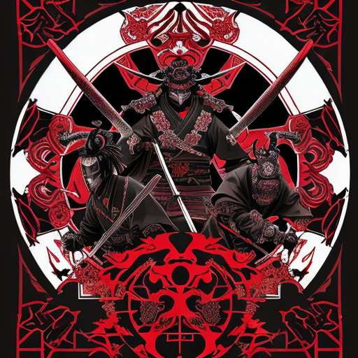 Midjourney Prompt: Demonic Samurai Warriors in Fiery Battle - Socialdraft