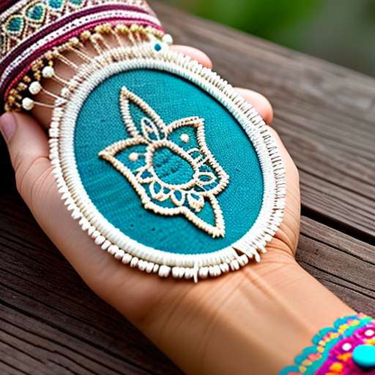 Bohemian Hamsa Hand Embroidery Midjourney Prompt - Socialdraft