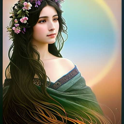 Nature Goddess Portrait Midjourney Prompt - Customizable and Unique Illustration Template for Art Projects - Socialdraft